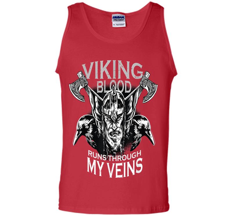 Inktee Store - Viking Blood Run Through My Veins Mens Tank Top Image