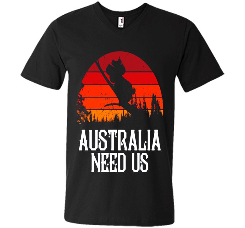 Vintage Koala Pray Of Australia Need Us V-Neck T-Shirt