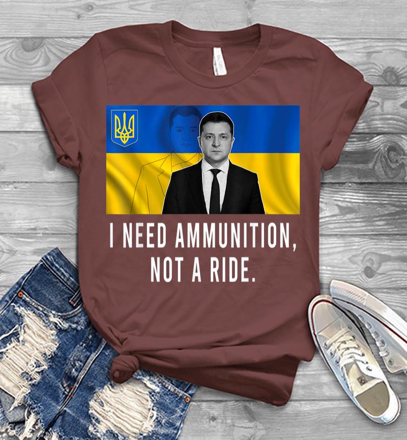 Inktee Store - Volodymyr Zelensky I Need Ammunition Not A Ride Ukraine Men T-Shirt Image