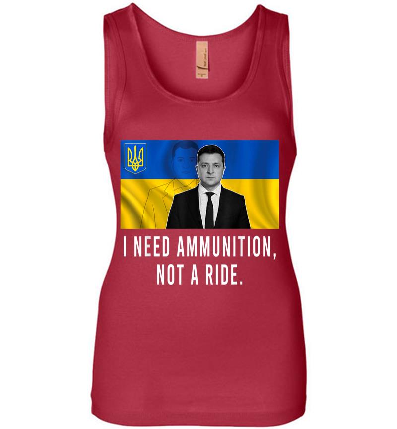 Inktee Store - Volodymyr Zelensky I Need Ammunition Not A Ride Ukraine Women Jersey Tank Top Image