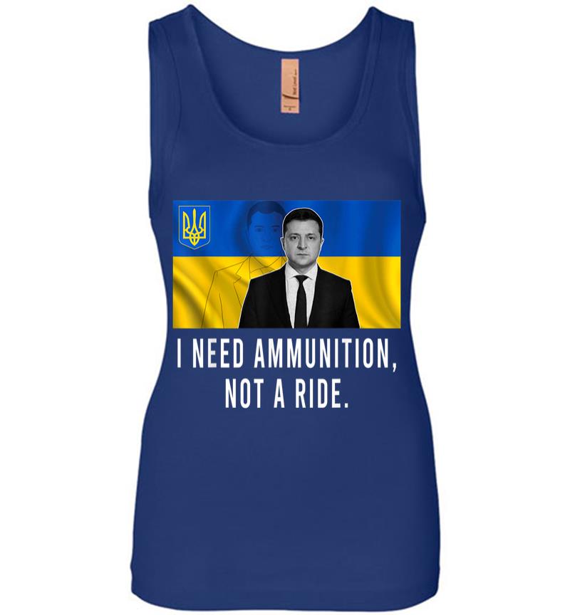Inktee Store - Volodymyr Zelensky I Need Ammunition Not A Ride Ukraine Women Jersey Tank Top Image