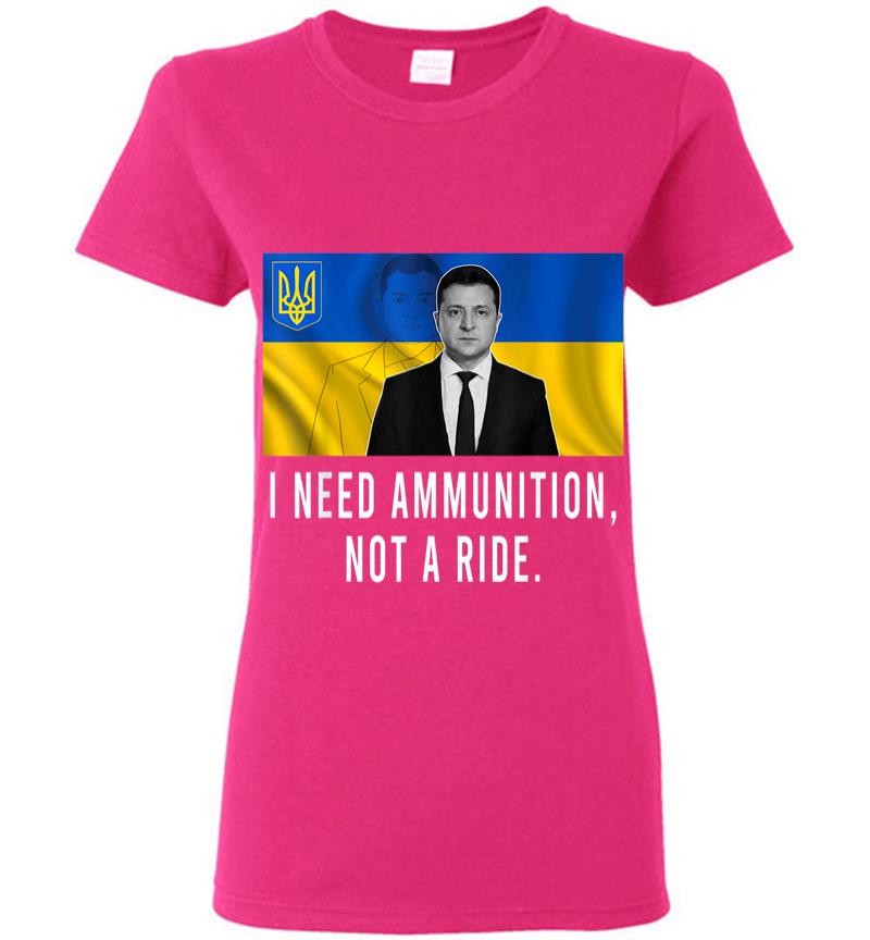 Inktee Store - Volodymyr Zelensky I Need Ammunition Not A Ride Ukraine Women T-Shirt Image