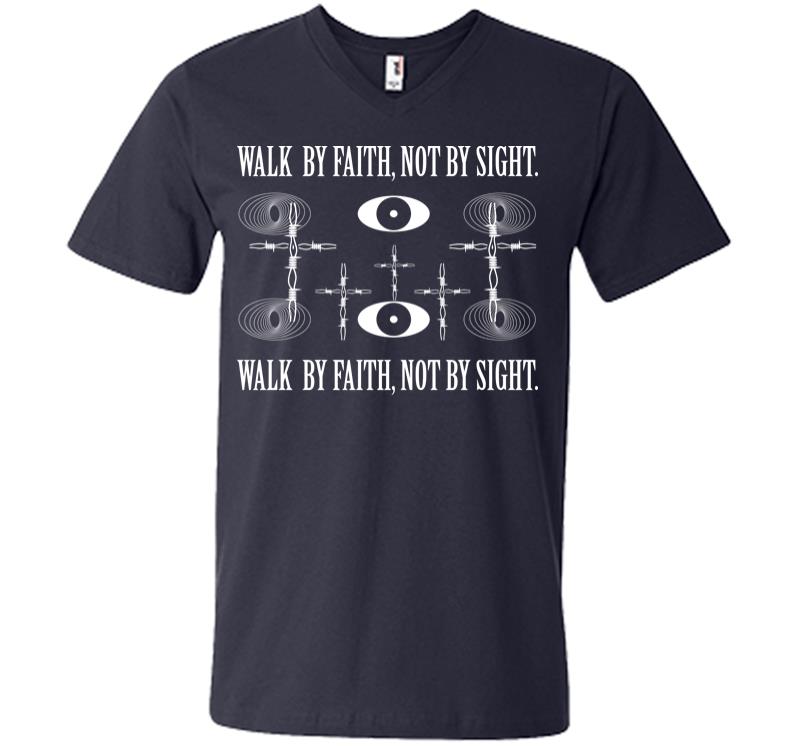 Inktee Store - Walk By Faith V-Neck T-Shirt Image