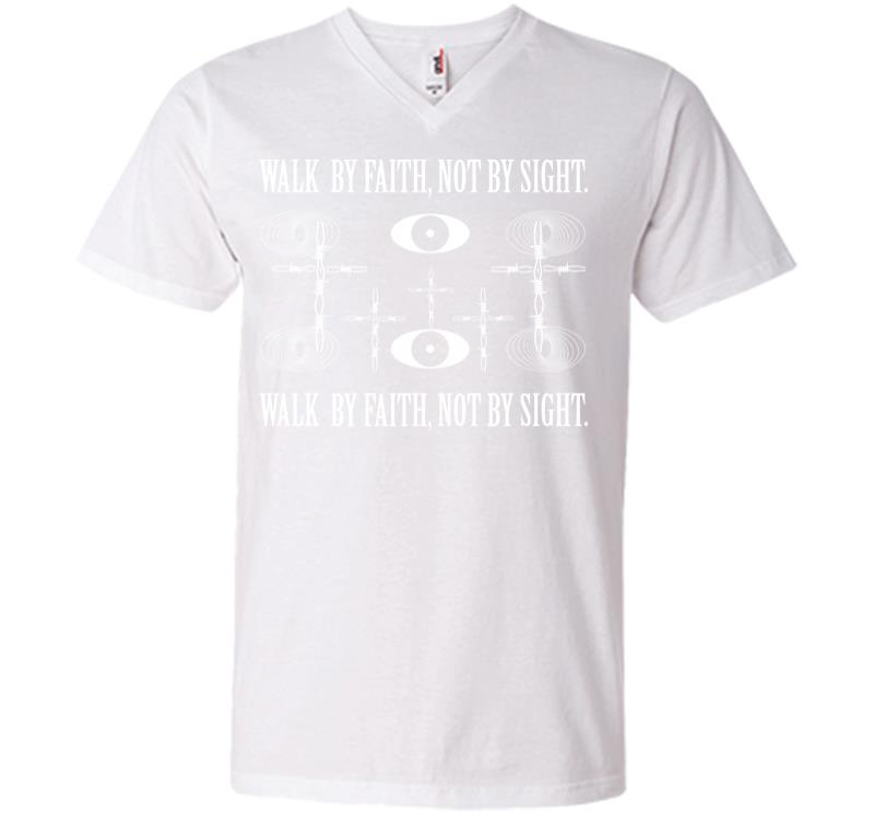 Inktee Store - Walk By Faith V-Neck T-Shirt Image