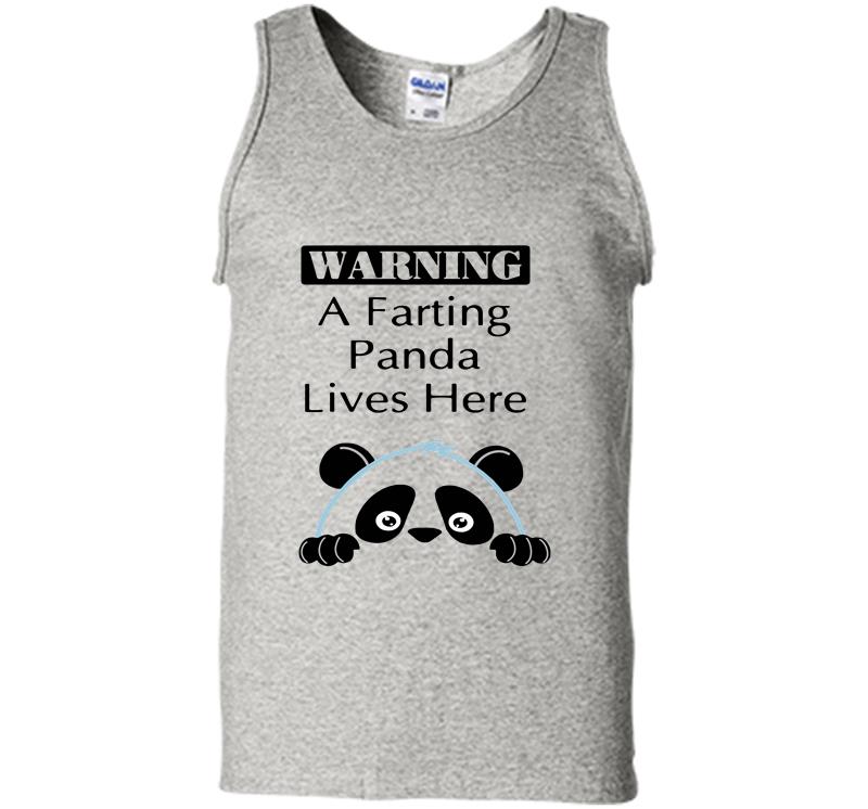 Warning A Parting Panda Lives Here Mens Tank Top