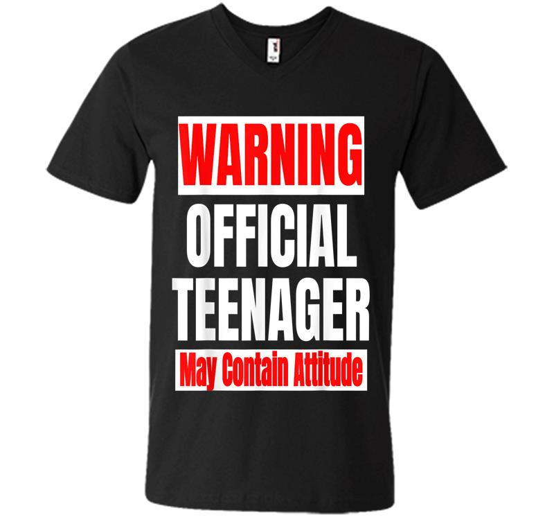 Warning Official Nager 13 Year Old Girl Birthday V-neck T-shirt