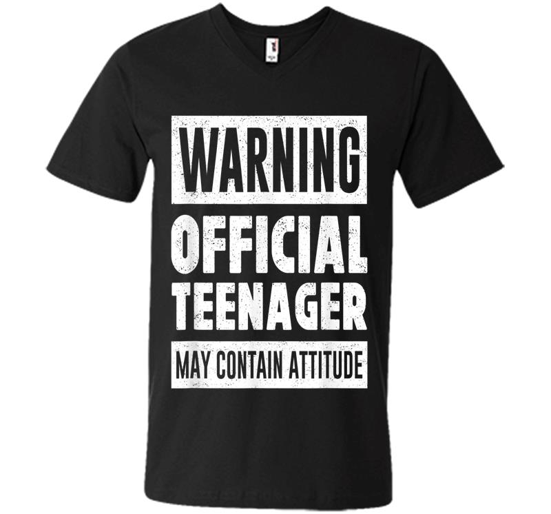 Warning Official Nager May Contain Attitude Funny 13th V-neck T-shirt