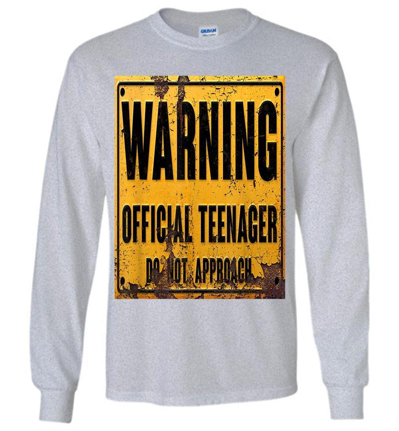 Inktee Store - Warning Official Nager Sign Funny 13Th Birthday Long Sleeve T-Shirt Image