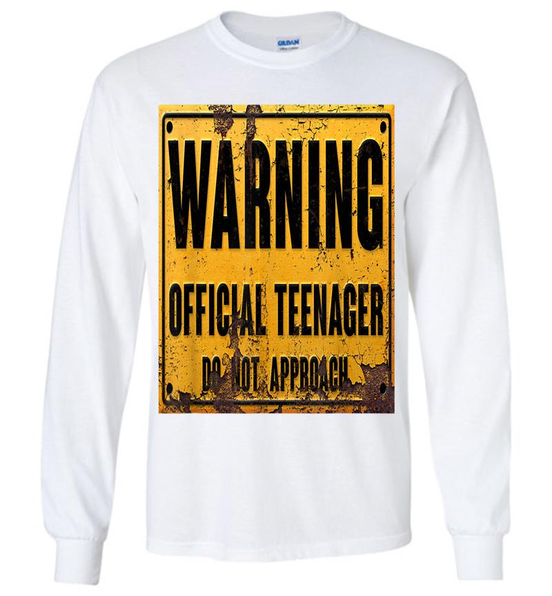 Inktee Store - Warning Official Nager Sign Funny 13Th Birthday Long Sleeve T-Shirt Image