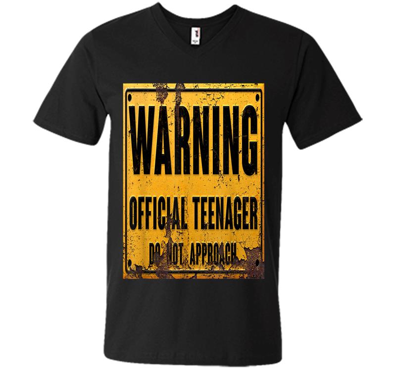 Warning Official Nager Sign Funny 13th Birthday V-neck T-shirt