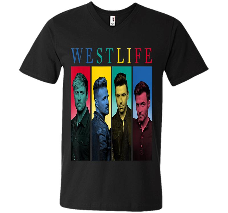 Westlife Official Coloured Headed V-neck T-shirt