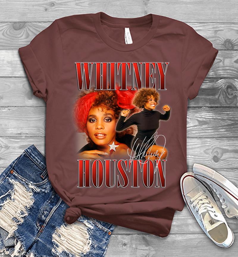 Inktee Store - Whitney Houston Official 90'S Red Retro Homage Mens T-Shirt Image