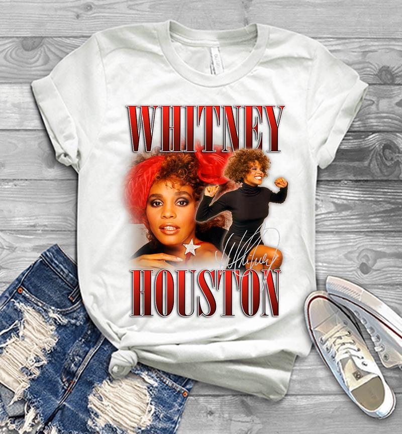 Inktee Store - Whitney Houston Official 90'S Red Retro Homage Mens T-Shirt Image