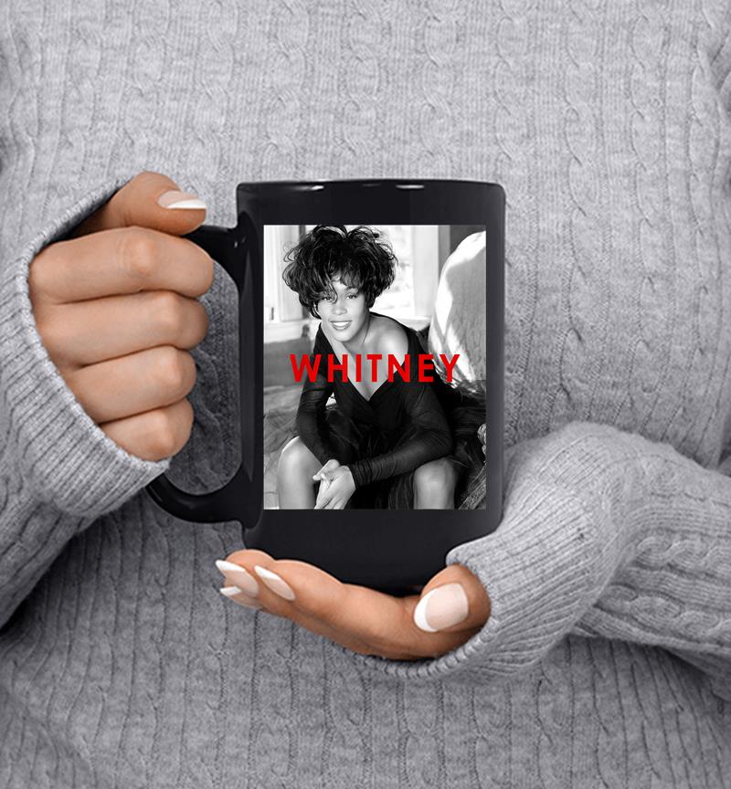 Whitney Houston Official B&w Photo Red Title Mug