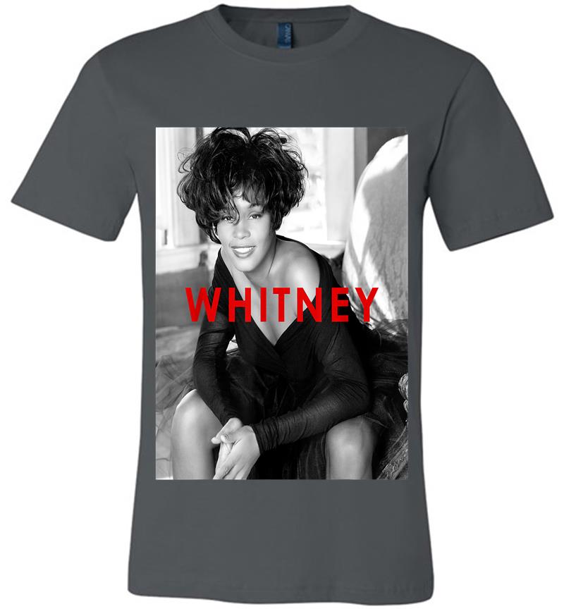 Whitney Houston Official B&Amp;W Photo Red Title Premium T-Shirt