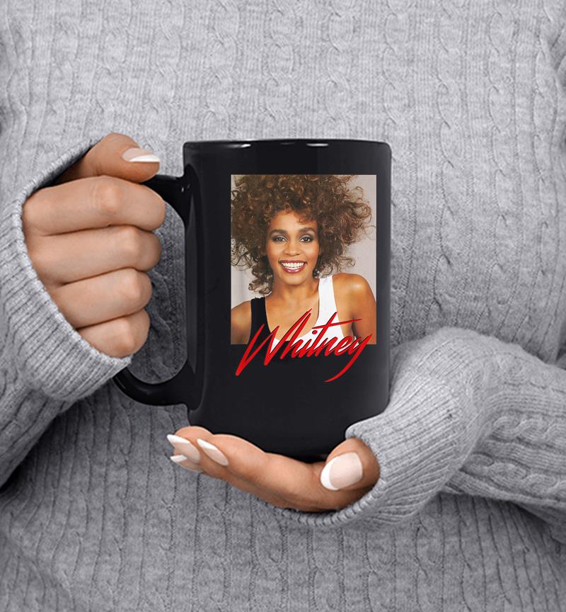 Whitney Houston Official Smile Photo Red Signature Mug