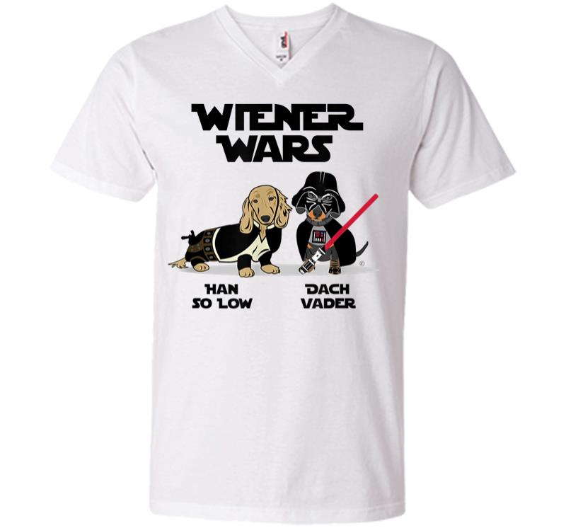 Inktee Store - Wiener Wars Funny Dachshund V-Neck T-Shirt Image