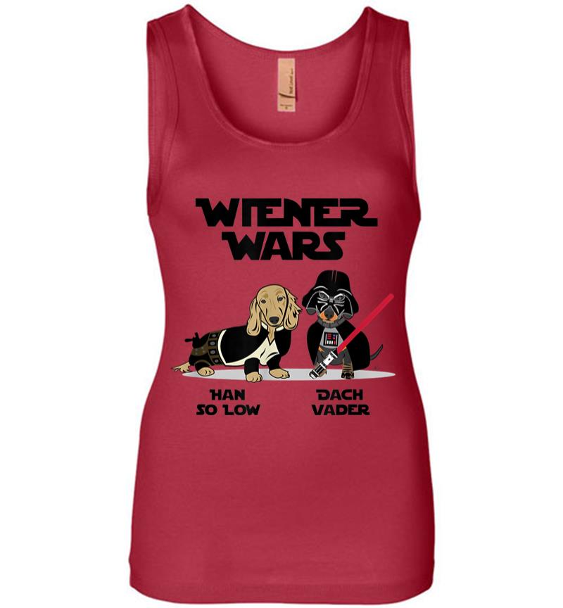 Inktee Store - Wiener Wars Funny Dachshund Women Jersey Tank Top Image