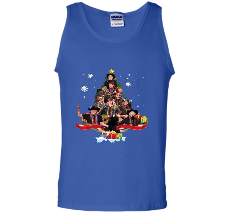 Inktee Store - Willie Nelson Christmas Tree Mens Tank Top Image