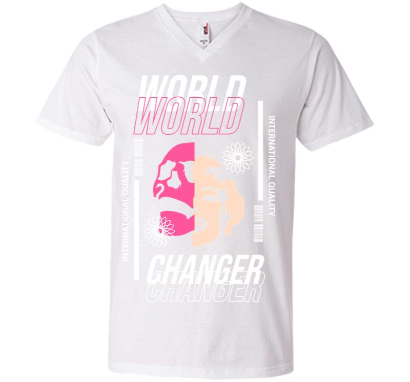 Inktee Store - World Changer V-Neck T-Shirt Image
