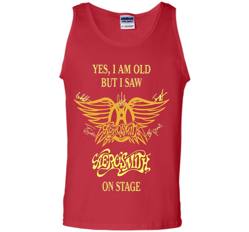 Inktee Store - Yes I Am Old But I Saw Aerosmith Rock N Roll Band On Stage Mens Tank Top Image
