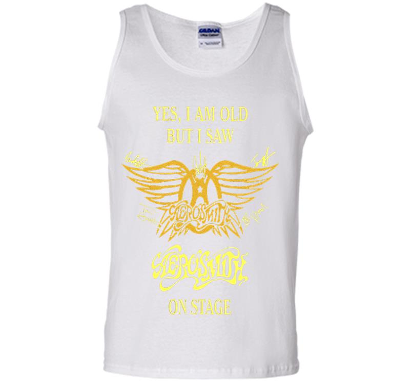 Inktee Store - Yes I Am Old But I Saw Aerosmith Rock N Roll Band On Stage Mens Tank Top Image