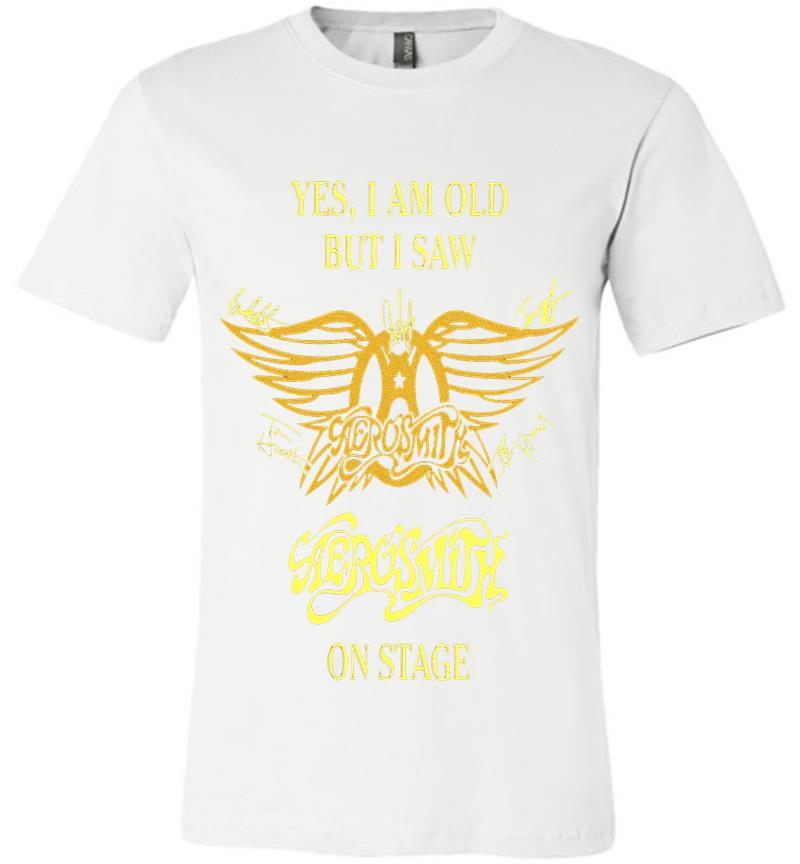 Inktee Store - Yes I Am Old But I Saw Aerosmith Rock N Roll Band On Stage Premium T-Shirt Image
