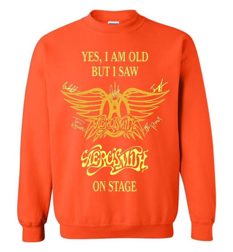 Inktee Store - Yes I Am Old But I Saw Aerosmith Rock N Roll Band On Stage Sweatshirt Image