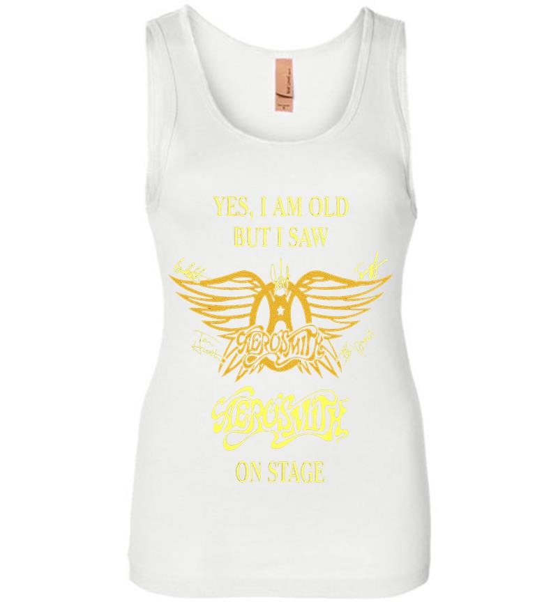 Inktee Store - Yes I Am Old But I Saw Aerosmith Rock N Roll Band On Stage Womens Jersey Tank Top Image