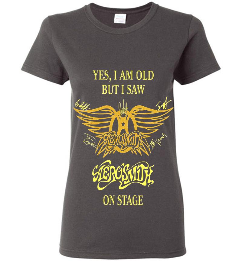 Inktee Store - Yes I Am Old But I Saw Aerosmith Rock N Roll Band On Stage Womens T-Shirt Image