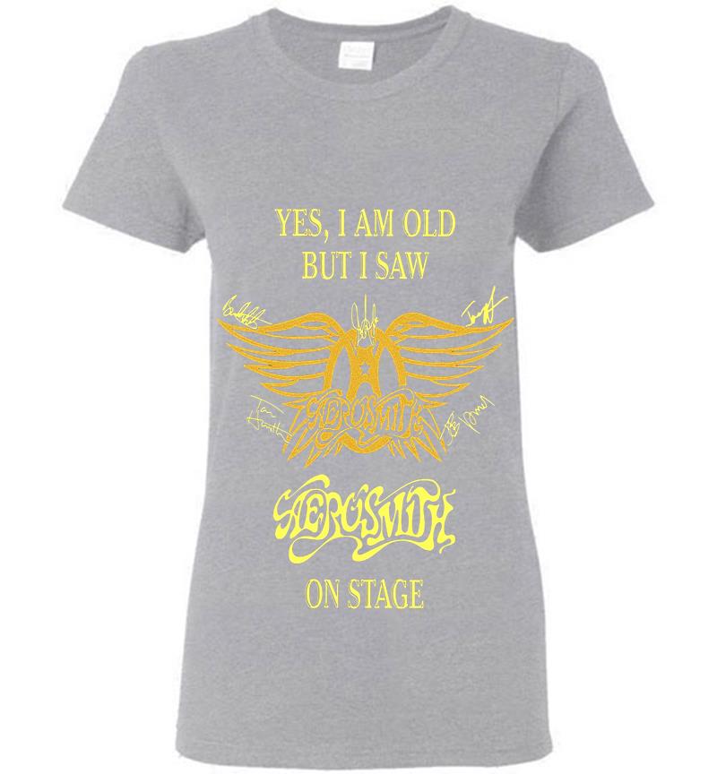 Inktee Store - Yes I Am Old But I Saw Aerosmith Rock N Roll Band On Stage Womens T-Shirt Image
