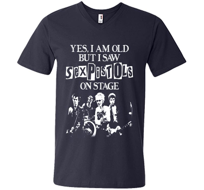 Inktee Store - Yes I Am Old But I Saw Sex Pistols Punk Rock On Stage V-Neck T-Shirt Image