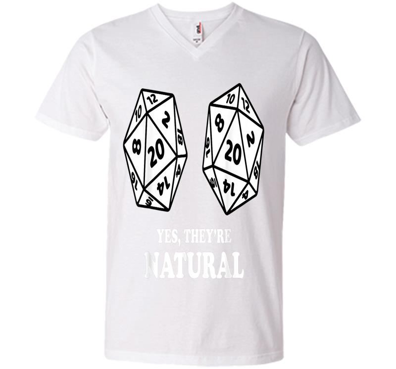 Yes Theyre Natural Nerdy D20 Dice Boobs Retro Rpg Gamer V Neck T Shirt Inktee Store 