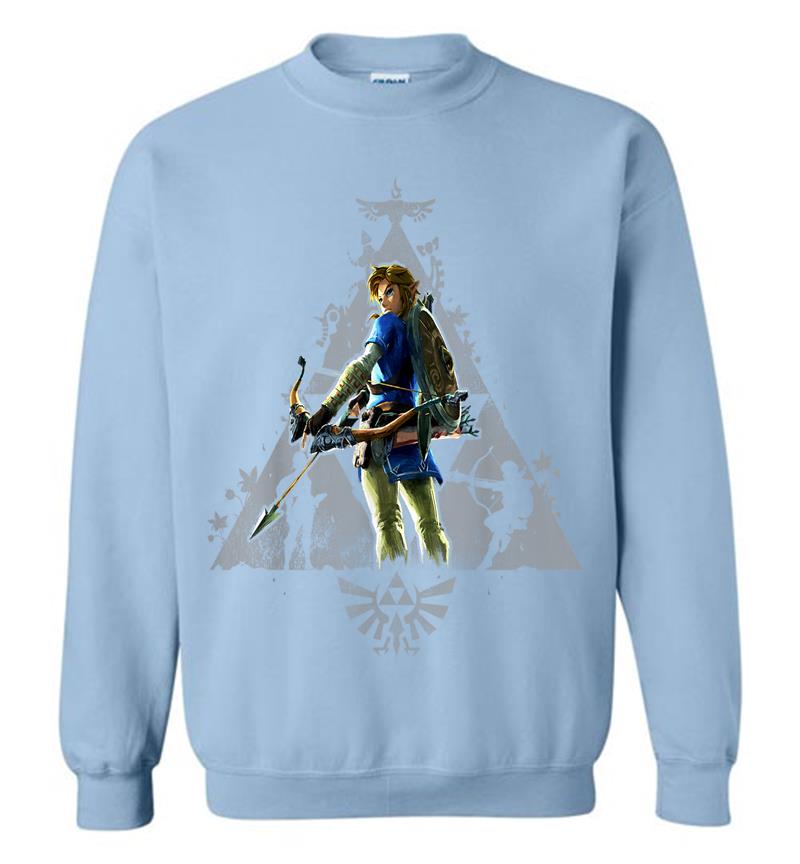 Inktee Store - Zelda Breath Of The Wild Link Triforce Hyrule Crest Portrait Sweatshirt Image