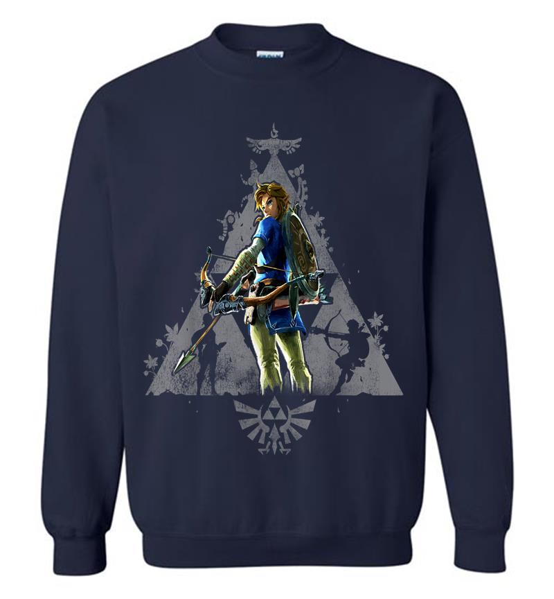 Inktee Store - Zelda Breath Of The Wild Link Triforce Hyrule Crest Portrait Sweatshirt Image