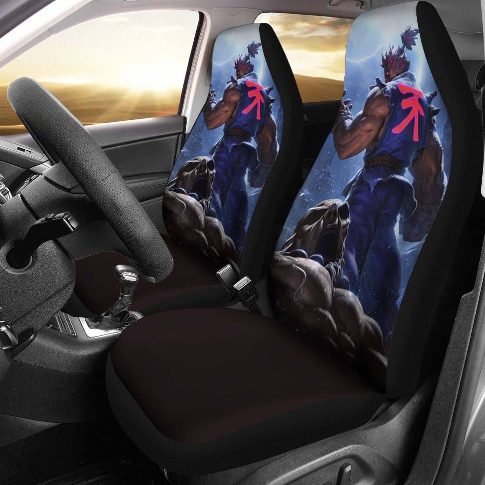 Akuma Street Fighter Art Car Seat Covers