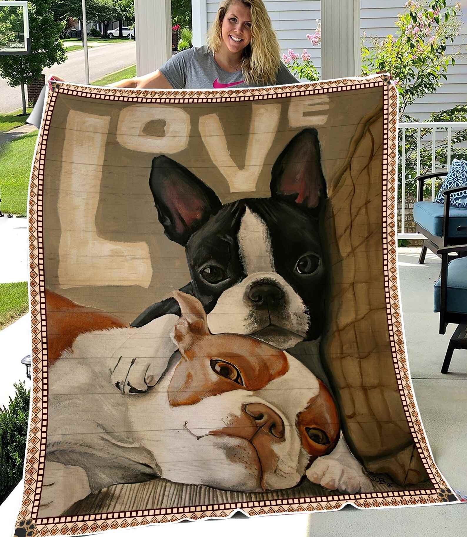 Boston Terrier Love Song Blanket Gift For Lovers Quilt