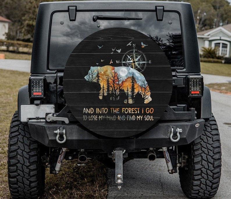 Camping Custom Into The Forest Tire Cover