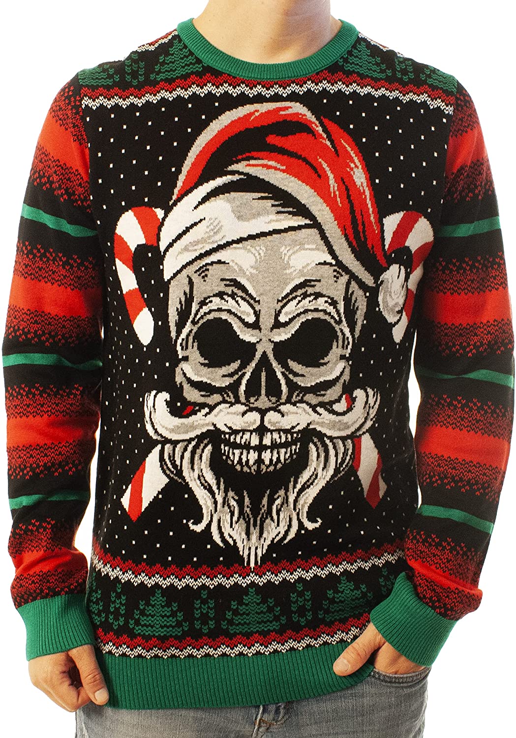 Funny Santa Skull Santa Black Ugly Sweater