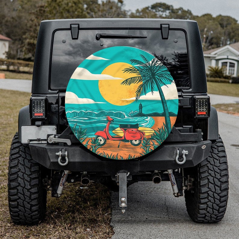 Hippie Art Summer Beach Tire Cover