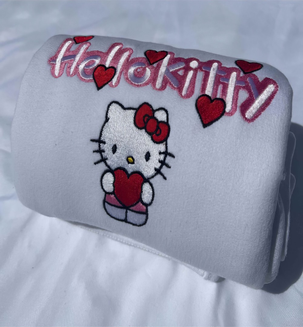 Hello Kitty Embroidered Sweatshirt, Hello Kitty Embroidered T-shirt, Hello Kitty Embroidery Polo Shirt