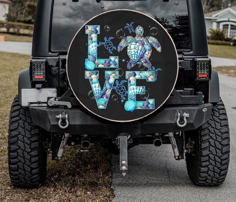 Love Ocean Turtle Art Tire Cover