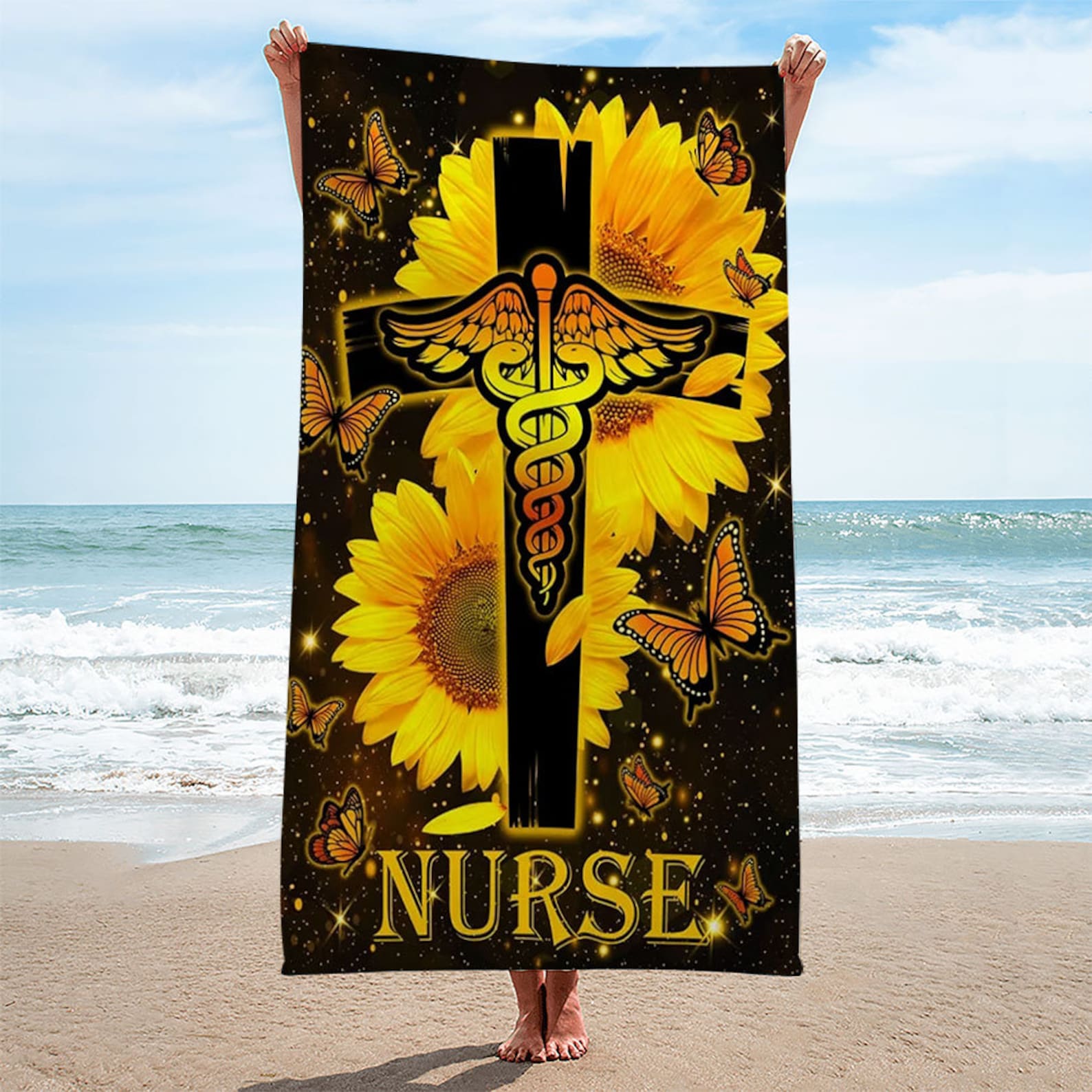 Nurse Sunflower Beach Towel
