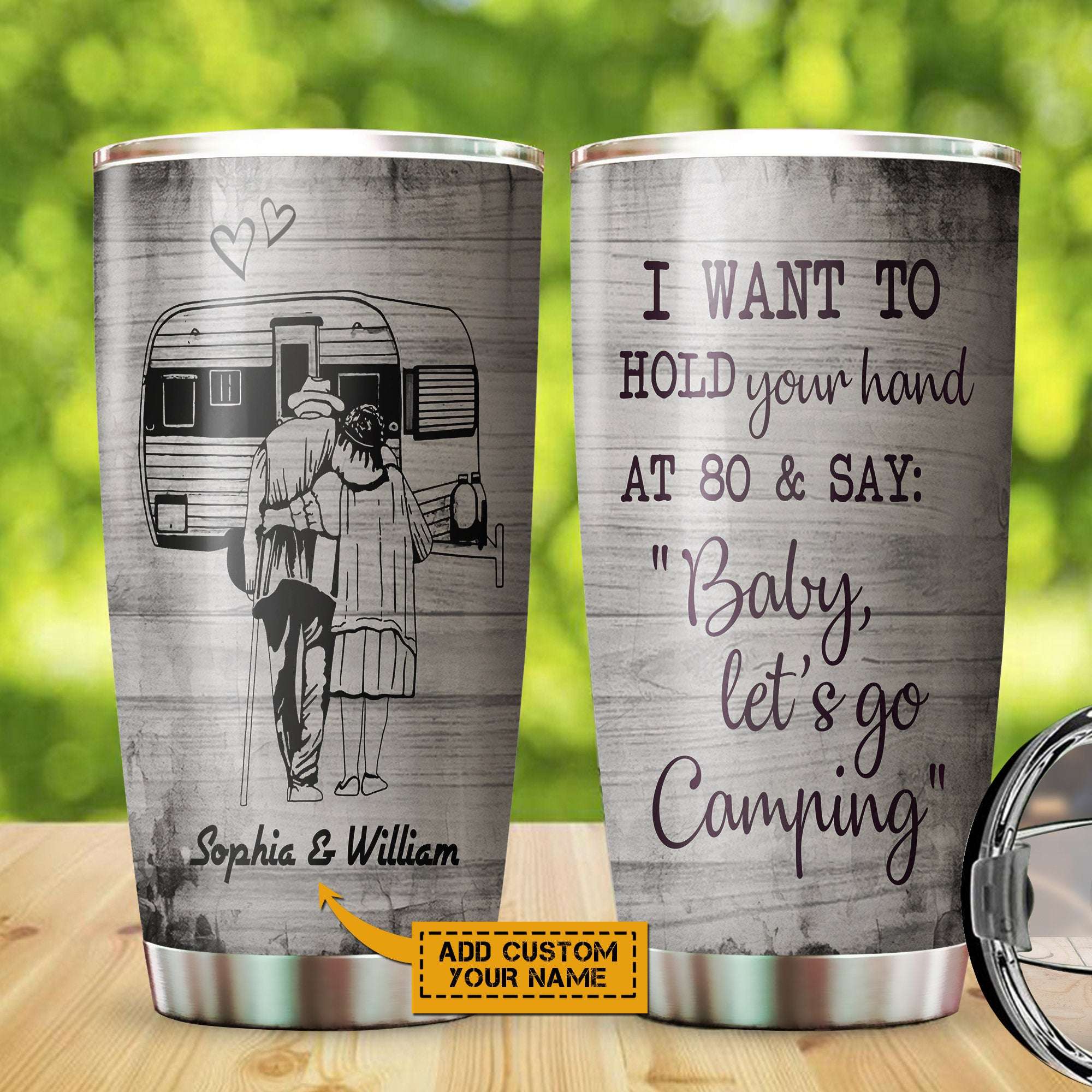 Personalized Camping Sketch Hold Your Hand Customized Baby Let S Go Gift Stainless Steel Tumbler