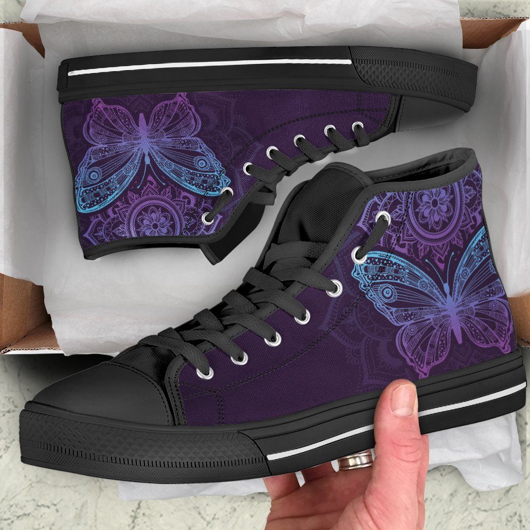 Purple Butterfly Custom High Top Shoes