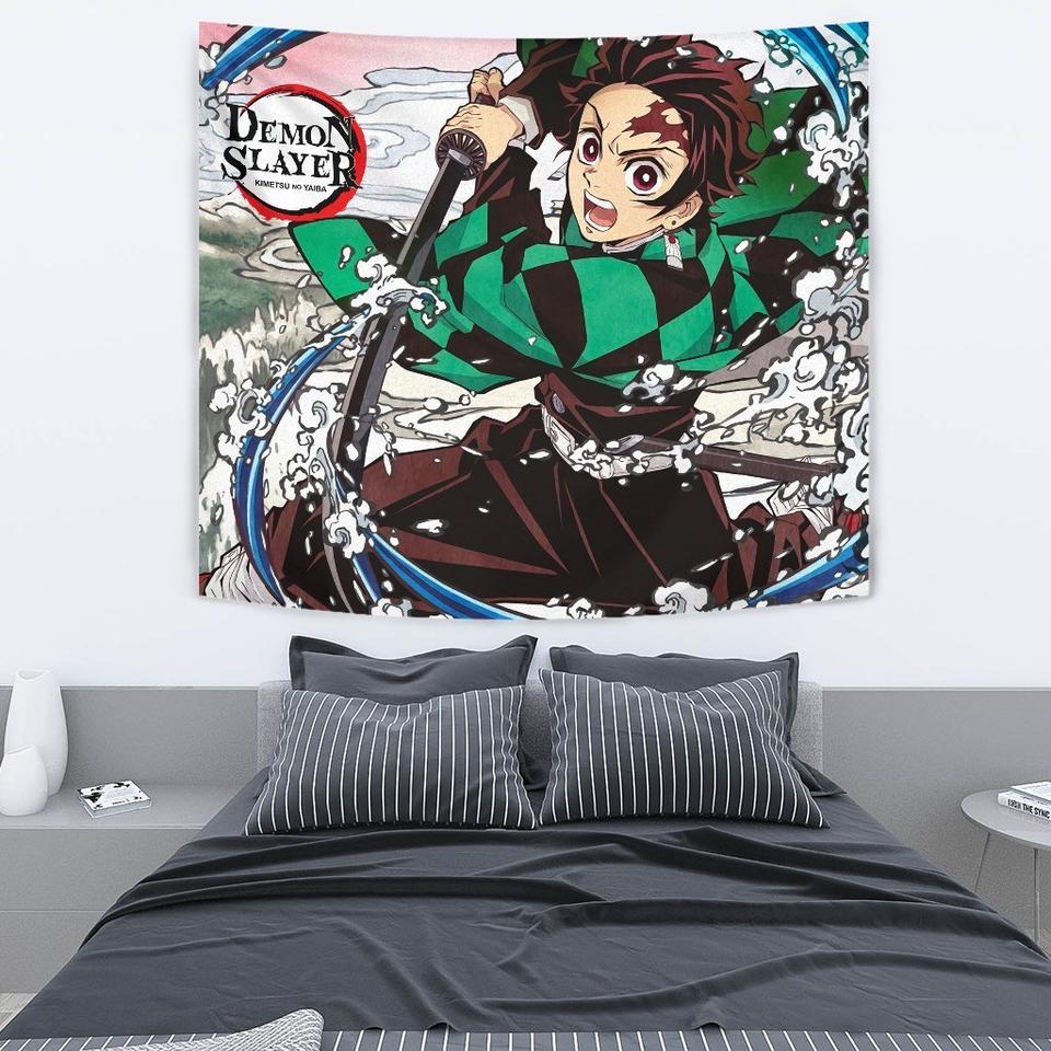Tanjiro Water Skill Kimetsu No Yaiba Anime Fan Gift Wall Decor Tapestry